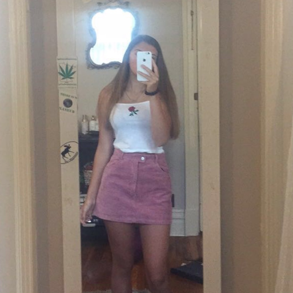 Pink corduroy skirt